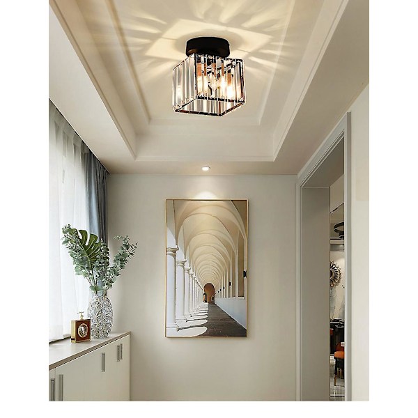 Svart fyrkantig Modern LED-kristall taklampsskärm