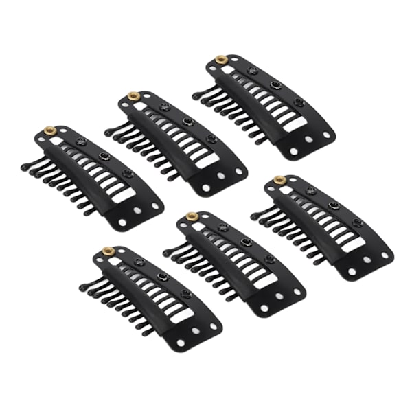 100 st hårförlängningsklämmor Multifunktions 38 mm 10 tänder perukklämmor för hårförlängning DIY Black