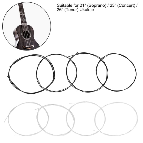 2 sæt 27 tommer hvide og sorte nylonstrenge reservedel til ukulele instrumenttilbehør