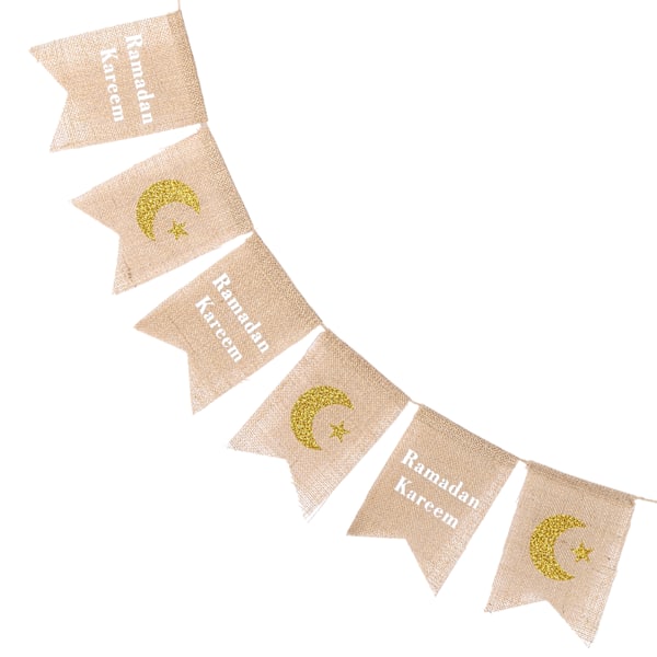 Eid Mubarak Banner Ramadan Jute Burlap Hem Dekoration Kamin Dekoration Handwerk Zubehör