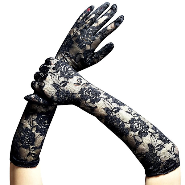 Elegante Vintage Blonderhandsker med Polka Dot Mesh til Tepartyer, Bryllupper og Kostumer