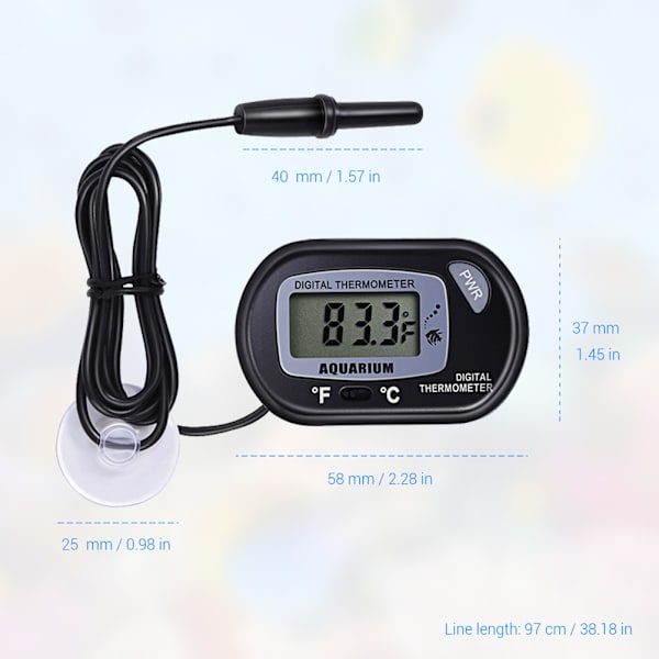 LCD Digital Akvarie Termometer med sugekop Fisketank Vand Terrarium Temperatur til fisk og krybdyr
