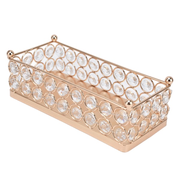 Kage Display Stativ Guld Finish Rektangulær Letvægts Exquisite Snacks Desserter Krystal Bakkeholder