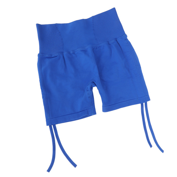 Träningsshorts för kvinnor Hög midja Höftlyftande Svettabsorberande Slim Fit Elastiska Lady Yoga-shorts med dragsko i sidan Blå
