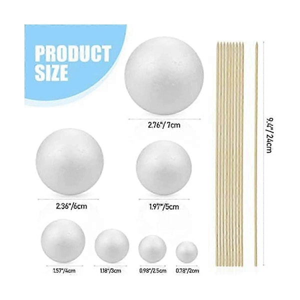 Sol System Projekt Kit, Planetmodell Hantverk 14 Blandade Storlekar Polystyren Sfärer Bollar kompatibla med Skolvetenskapsprojekt