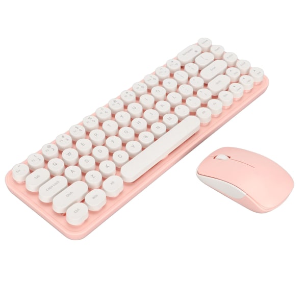 Skrivmaskin Tangentbord och mus Combo 68 tangenter 2,4 GHz stabil överföring Batteridrivet Retro skrivmaskin Tangentbord för Windows Vit Rosa