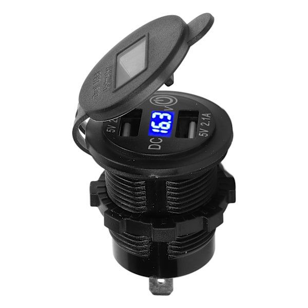 Billader for bil med dobbel USB-port, hurtiglading, spenningsvisning, universell for 12-24V lastebiler motorsykler