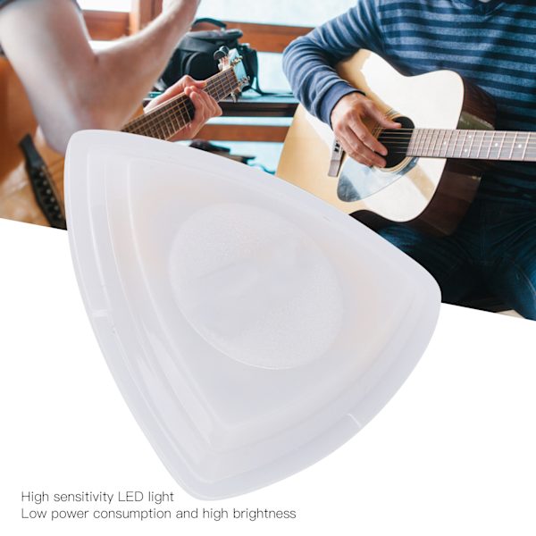 LED Touch Guitar Pick - självlysande, livsmedelsklassad plast, inbyggt batteri (vitt) White