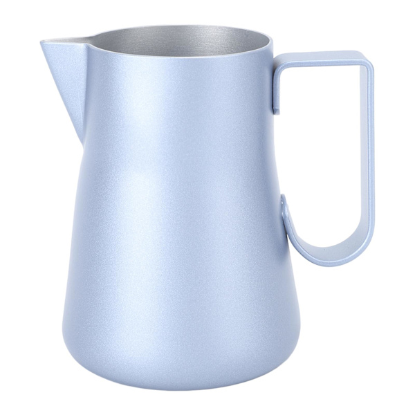 Melkeskummer i rustfritt stål, melkeskummerkanne, blandekopp, gryte for kaffedrikker, 350 ml, blå