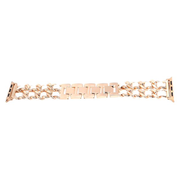 Rustfritt stål kunstig lær armbåndsurrem armbånd erstatning for IOS Watch 6 Rose Gold+White42/44mm