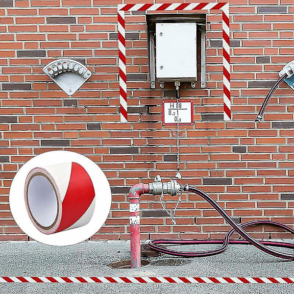 Varningsband - 5cm x 16m per rulle - för golv-/säkerhetsmarkering - Röda och vita ränder