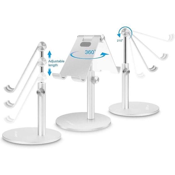 Justerbart aluminiumsstativ for nettbrett/telefon - Universell kompatibilitet (4-12,9\")