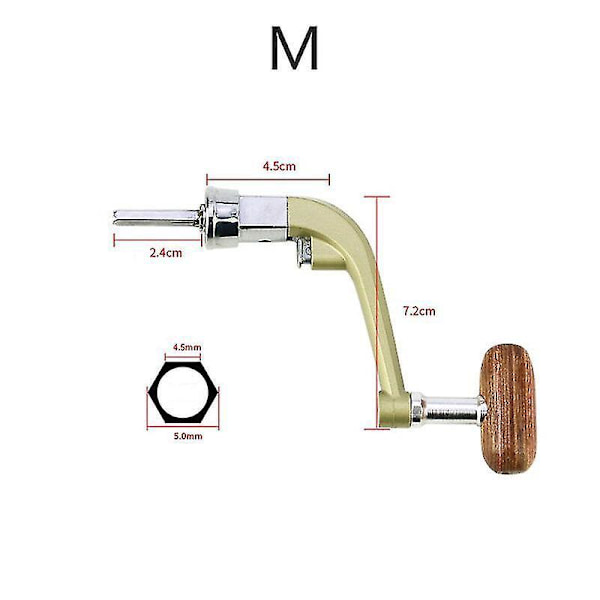 3 pakkauksen metallinen kalastuskelan kahva puisella pyörivällä kahvalla, pyörivän kelan kammen vaihto