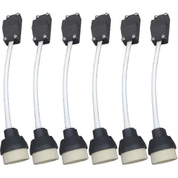 (6-pack) GU10 Lamphållare Keramisk Bas och Kopplingsplint/brygga med Kabel och Isolationshylsa - Glödlampssockel Kontakt Adapter för LED och Halogen