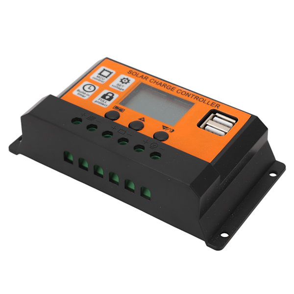 Solar Charge Controller LCD Display 3-trins styring Solpanel Opladningsregulator til syre-lithiumbatterier 12V 24V 20A