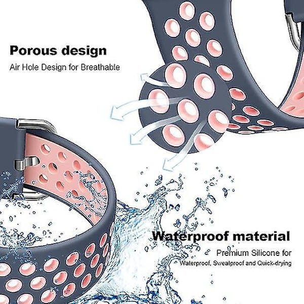 Sportband som andas med dubbla hål, byte av spänne i silikon, kompatibel med Apple Watch 38 mm/40 mm - för iWatch Series 1/2/3/4/5