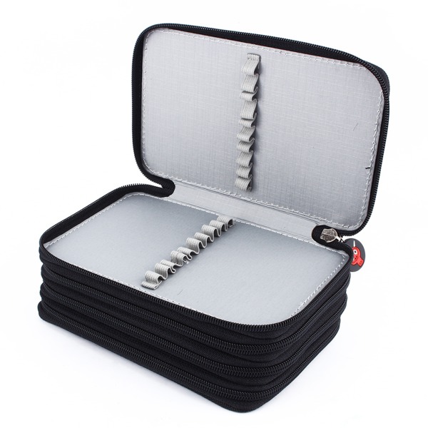 72 Indsættelse af Super Large Capacity Multilayer Pencil Pen Bag Pouch Kosmetisk etui Sort