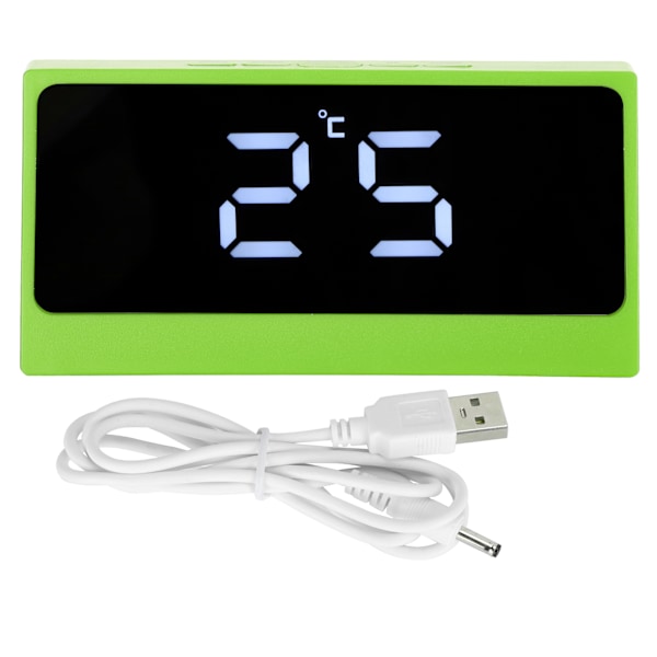 LED Digitalt Alarmur Stille Smart Temperatur Dato Lysende Storskærm Desktop Makeup Spejl (Grøn)
