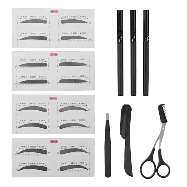 Ögonbrynsvårdskit Professionellt bärbart ögonbrynshyvelsax Pincett Brow Pencil Card Set