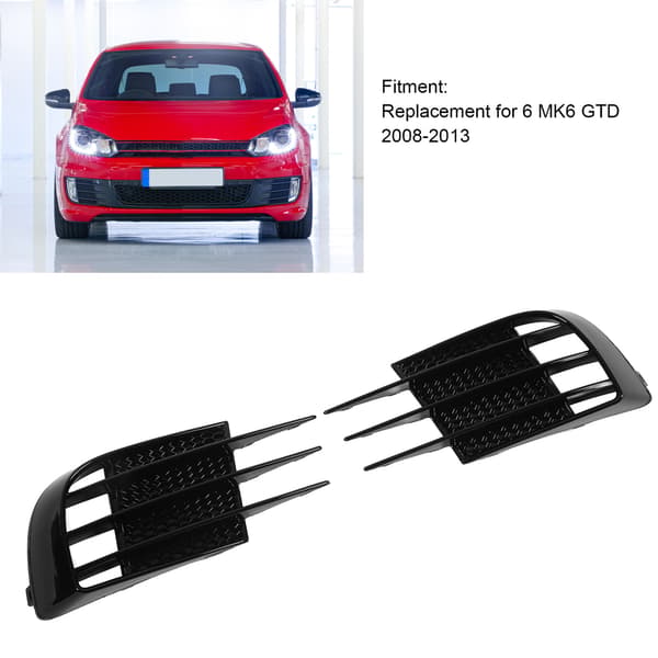 1 Par Gloss Sort Frontfanger Tåkelys Grilldeksel Tåkelysramme Erstatning for 6 MK6 GTD 2008‑2013