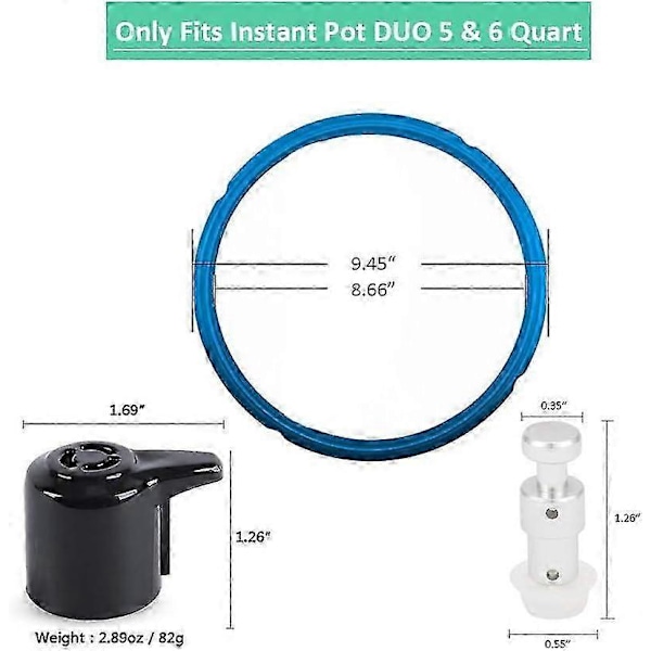 Reservedele til Instant Pot Duo 5, 6 Quart Qt Inkluderer Tætningsring, Dampudløsningsventil og Flydeventilforsegling