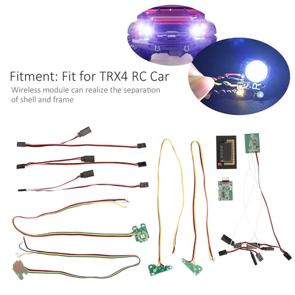 RC Bil Front og Bak LED Lys Gruppe Trådløst Signalsett Passer for TRX4 RC Bilmodell