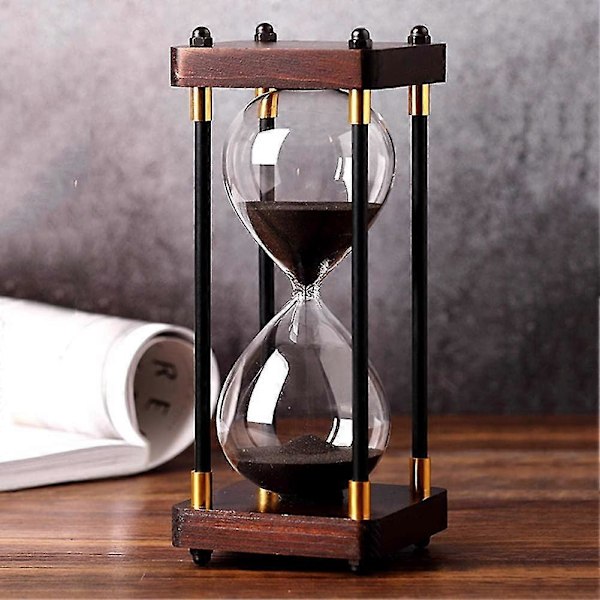 Timglas, timglas Timer, 60 Minuters Timglas, timglas Sand Timer, svart Trä Timglas, för Hem, matsal, kontorsinredning Zekai