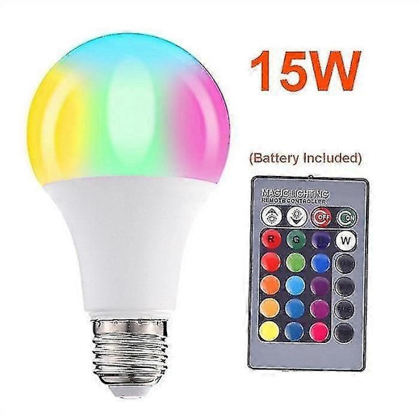 15w - 15w LED RGB E27 Pære Energibesparende, Stroboskopisk Blink, Justerbar Lysstyrke, RGBW Lampe Med -DGZD