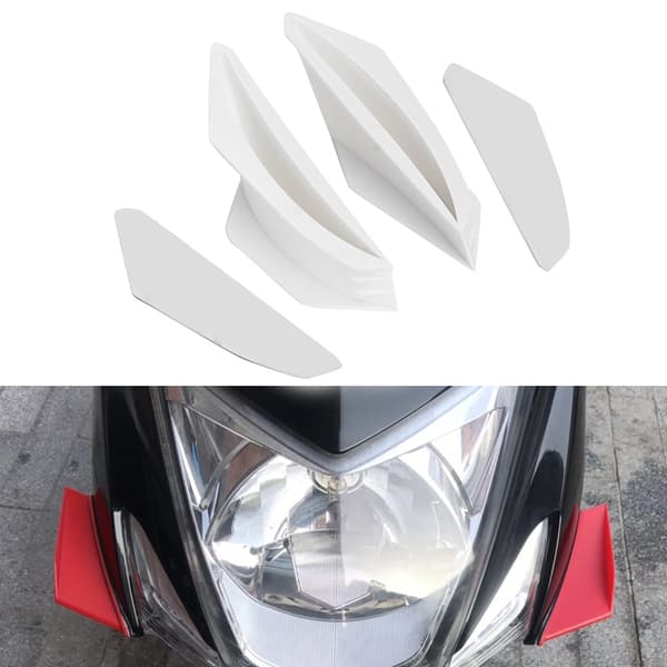 Motorcykel Aerodynamiska Winglets Spoiler Vinge Universal Modifieringstillbehör Vit