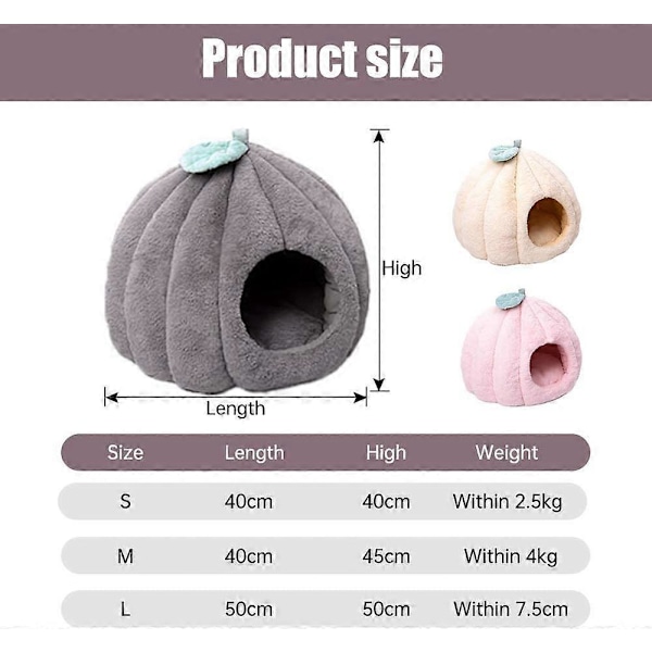 Hund Katt Kurv Hus Niche Igloo Hule Katt Hund Rede med Avtakbar Flanellpute Sove Seng for Små Medium Store Katt Hunder (Beige M: 40X45CM)