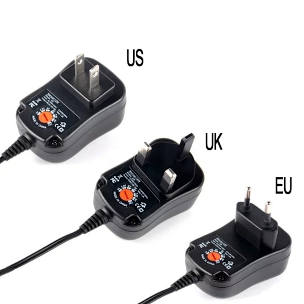 Universal 100-240V til 3V/4.5V/5V/6V/7.5V/9V/12V 12W Justerbar AC/DC Oplader Adapter Switching Strømforsyning