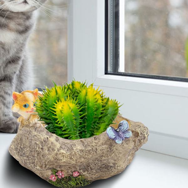 Miniatyyrinen hartsipiirros eläinruukku koriste pöytä mehikasvi ruukku koriste kissa