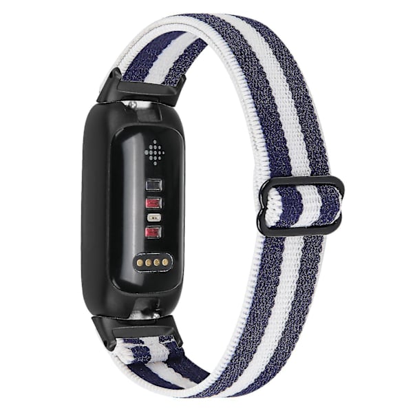 Fitbit Inspire 3 Nylon flettet Solo Loop Sport urrem med sort stik Midnight Blue White