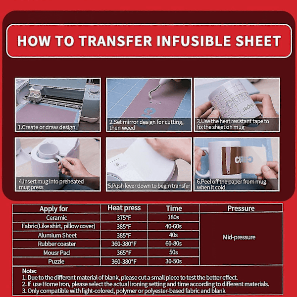 Infusible Transfer Ink-ark i solida färger, 15 st 4,5 x 12 tum Infusible Sublimation Ink Transfer kompatibel med