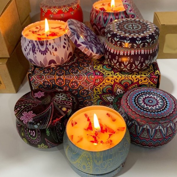 Doftljus Set med Rose Lavendel Citron Kakao Dofter Portable Aromaterapi Ljus för Meditationsmassage