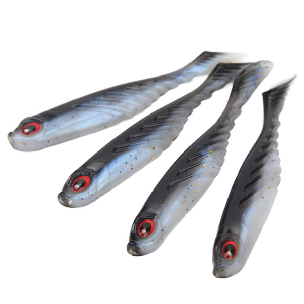 4 kpl AR48 75mm/3.2g T-pyrstö pehmeä syötti kaksivärinen keinotekoinen kalastusviehe Wobbler TackleBlack Back