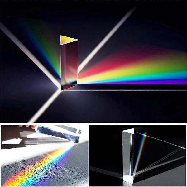 2 st Klar Triangulär Prisma, 6 & 1 tum Långa Optiska Prismor för Undervisning