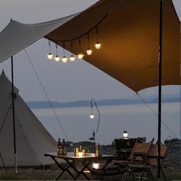 Bärbar Campinglampa USB Uppladdningsbar Krok Campinglykta Steglös Dimning Utomhus Vattentäta Tältlampor Nödlampa 12LED Blå