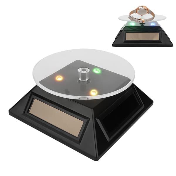LED Lys Roterende Solenergi Smykker Ur Telefon Display Makeup Holder Stativ