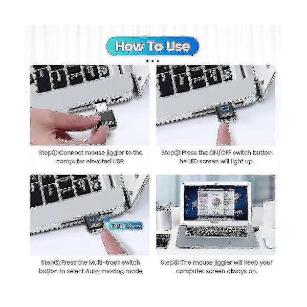 Usb Mouse Jiggler - Uopdagelig Musebevæger Med Separat Tilstand Og On/off Knapper, Digitalt Display