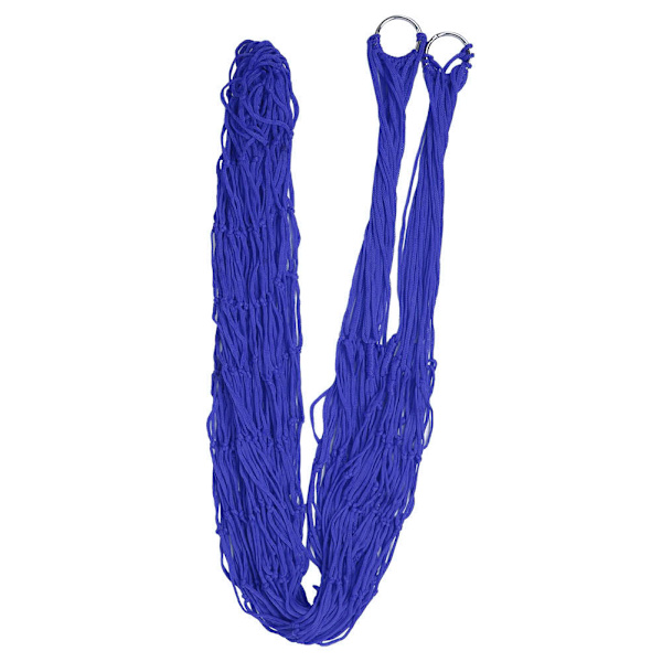 Bekväm dubbel gunga hängande säng nylon mesh hängmatta för utomhuscamping (blå)