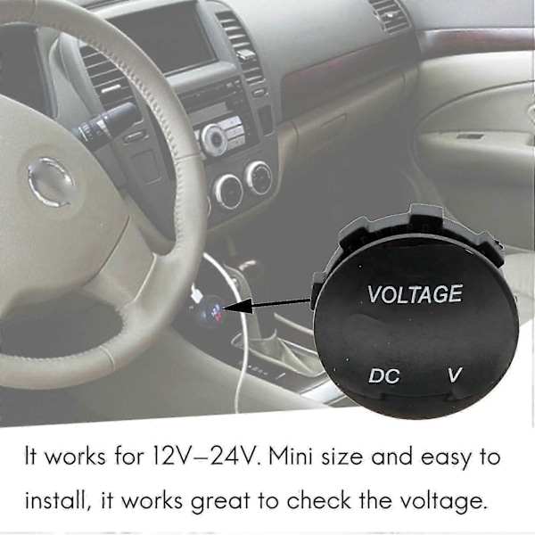 Spændingsmåler Universal Voltmeter Digital Display Vandafvisende LED Grøn Farve kompatibel med 12V-24V DC Ca
