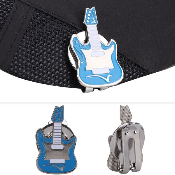 Magnetisk Golfkeps Hatt Skärm Clip Bollmarkör Tillbehör (Blå Gitarr)