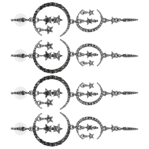 2 par øreringe legering diamant romantisk måne stjerne mode smykker kvinder piger tilbehør sort