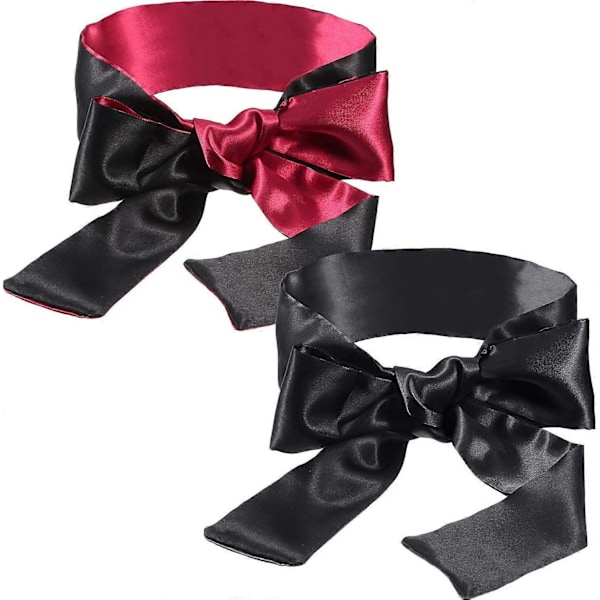 2-pack Sovmask Satin Ögonmask, 150 cm (Svart Rosröd och Svart)