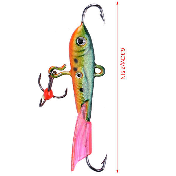 Hard Lure Vinter Kunstig Isfiske Metall Bait Jig med Treble Hook Angler Tackle (004)