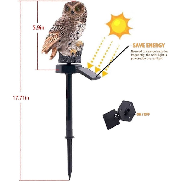 Pöllö Aurinko LED Valo Puutarha Aurinkovalo Ulkokoriste Hartsi Pylväs Puutarha Nurmikko Polku Piha Deco