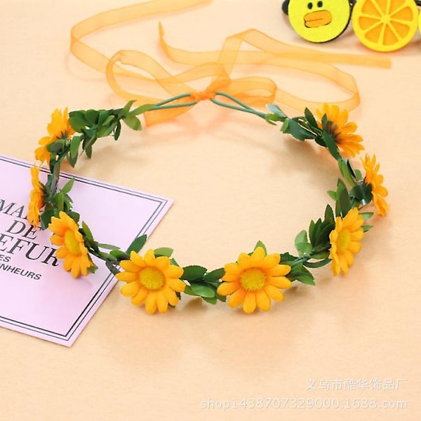 Blomsterkrans for brudepiker, liten daisy, hodebånd for bursdagsfest, sett med 3, blå, rosa, oransje