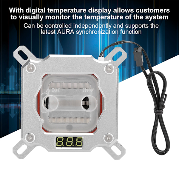 UPR-2018 Computer CPU Vandblok Vandkølingsblok med Temperaturvisning til AURA Synkronisering