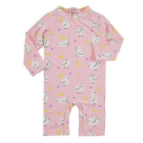 Solskyddande Snabbtorkande Barn En Delig Baddräkt - Pojkar & Flickor Surfdräkt 4-5 År rosa fågel